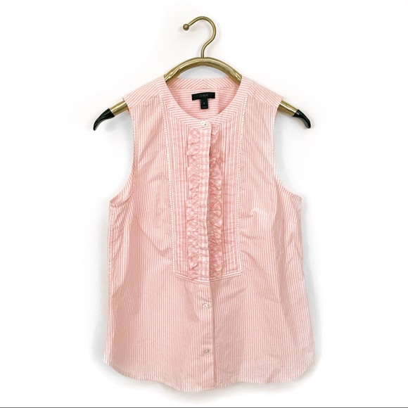 J crew Pink Tall Striped Top With Gingham Bib top - Picture 5 of 7
